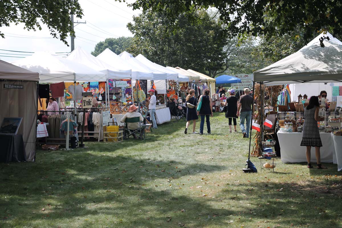 Arts and crafts vendor area at the Hallockville Country Fair