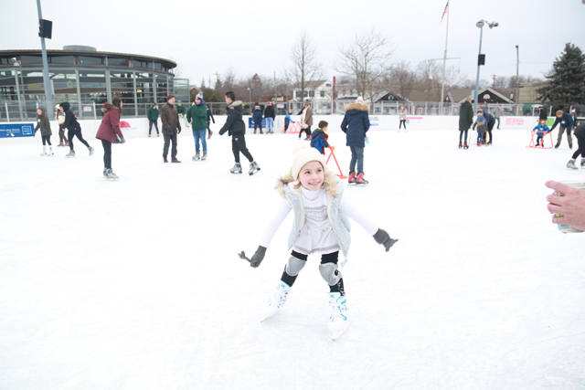 Victoria Winter of Mattituck enjoys the ice skating rink at Greenport's Mitchell Park. (Credit: Krysten Massa)