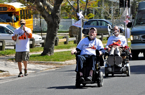 Gerry Hayden and Chris Pendergast make their way down Old Sound Avenue in Mattituck last during the annual Ride for Life event last year. (Credit: Tim Kelly file)