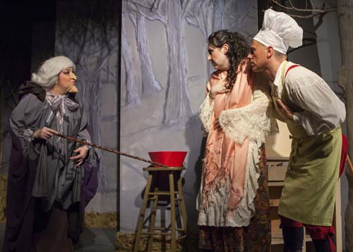 Alexis Monetti (from left), Kristen Alestra and Matt Senese in a scene from "Into the Woods" at North Fork Community Theatre in Mattituck. (Credit: Katharine Schroeder)