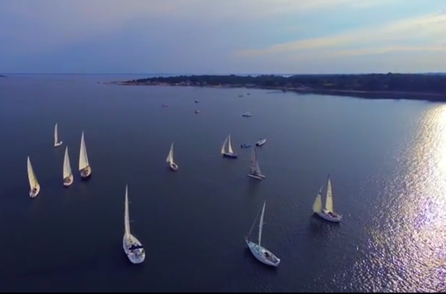 Andrew James Productions in Mattituck used a drone to capture this unique view of the Wednesday night sailboat races around Robins Island.