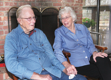 Paul and Barbara Stoutenburgh being interviewed in their Cutchogue home in 2011. (Credit: Barbaraellen Koch, file)
