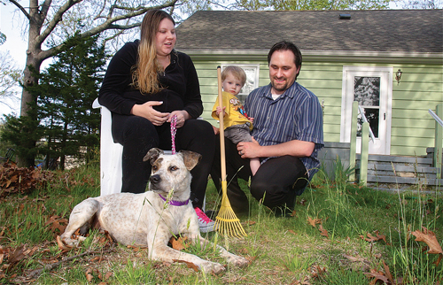 After he was missing for six months, Charlie was reunited at home in Mattituck with Kayla and Greg Masem and 18-month-old Wyatt. (Credit: Barbaraellen Koch)