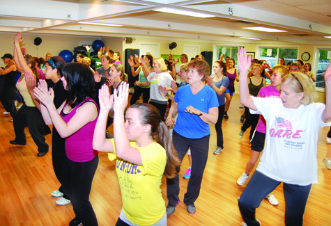 VERA CHINESE FILE PHOTO | Women of all ages enjoying Jill Schroeder's Zumba classes at her Mattituck studio, Jabs, in June 2011.