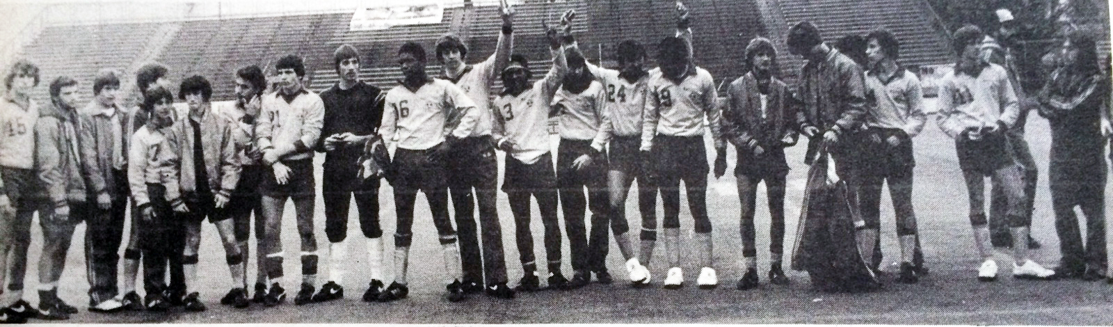 The 1982 Mattituck boys soccer team following their co-championship at Hofstra University. (Credit: Janet Garrell, The Suffolk Times)