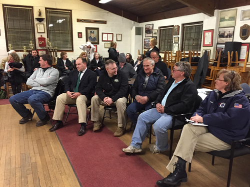 Greenport Village Board candidates awaiting election results Wednesday night. (Credit: Paul Squire)