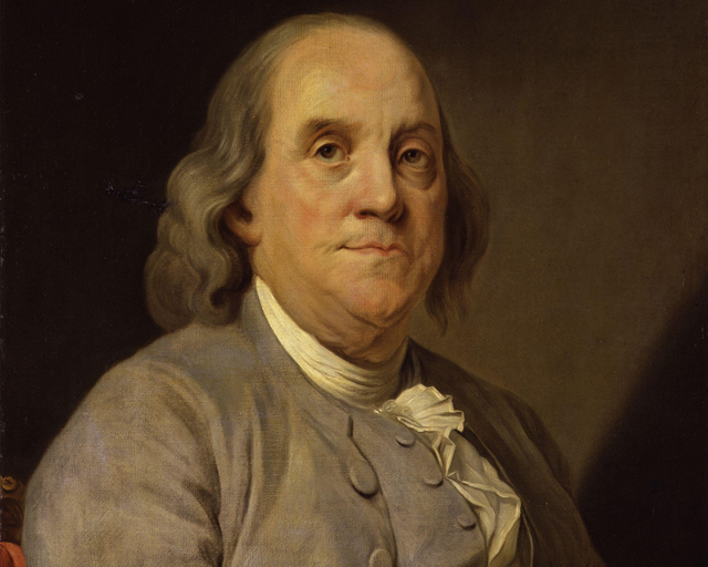 Joseph-Siffred Duplessis' famous portrait of Benjamin Franklin, painted in 1778. (Credit: Wikimedia)