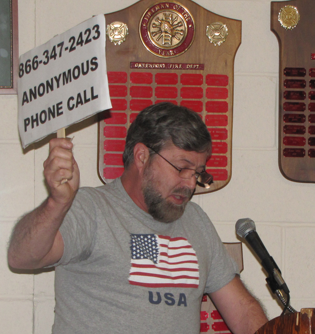 Bob Kehl of Greenport speaking at Thursday's meeting. (Credit: Tim Gannon)