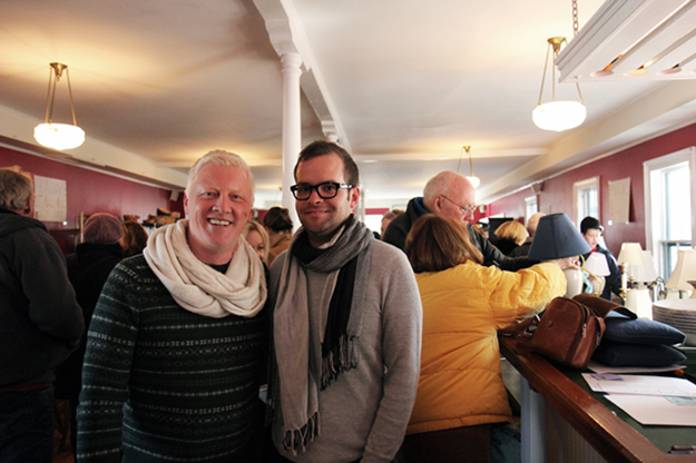 New owners David Bowd, left, and Kevin O’Shea at the Chequit tag sale Saturday. (Credit: Beverlea Walz)
