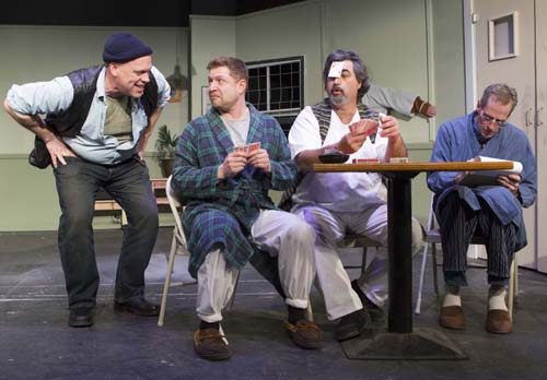 Alan Stewart (from left), Derek Hoffman, John Hudson and Rusty Kransky in "One Flew Over the Cuckoo's Nest" at North Fork Community Theatre. (Credit: Katharine Schroeder)