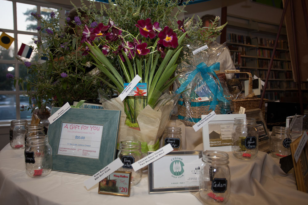 Raffle prizes donated by dozens of local businesses. (Credit: Katharine Schroeder)