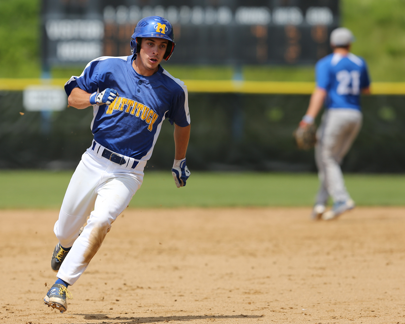 Joe Tardif heads to third on his way home in the 6th inning in semifinals Saturday morning. (Credit: Daniel De Mato)