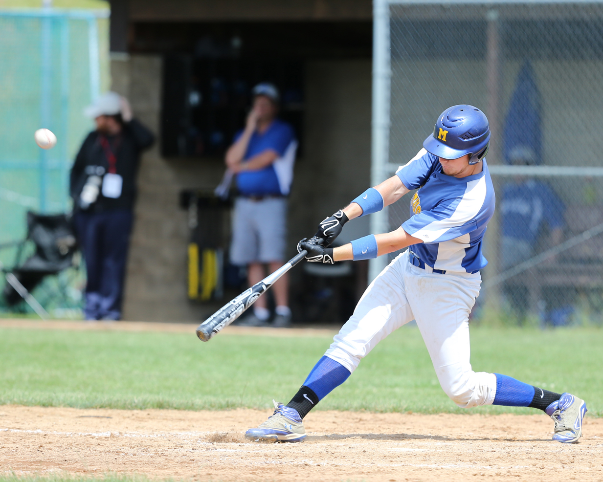 Chris Dwyer hit a double in the 6th inning as Mattituck defeated Ogdensburg Free Academy 7-2. (Credit: Daniel De Mato)