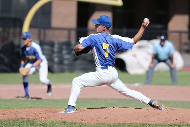 Joe Tardif pitched 6 1/3 innings for Mattituck leaving the game with a 4-2 lead. (Credit: Daniel De Mato)