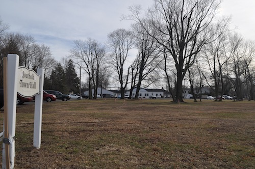 Southold Town was looking to amend its wireless facilities code to permit cell towers on historic sites, such as this parcel behind Town Hall. (Cyndi Murray photo)