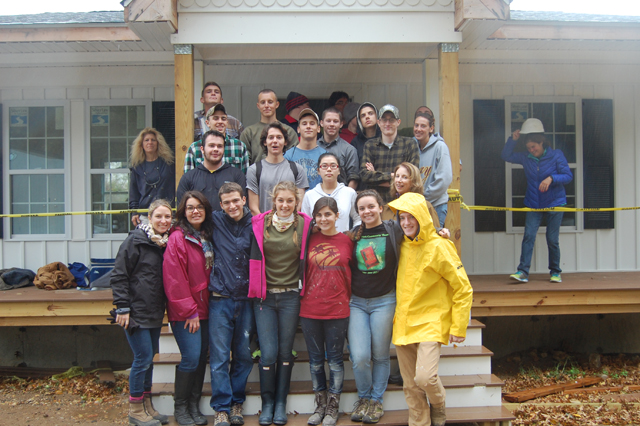 The group of seniors and teachers who spent the day working with Habitat for Humanity on Wednesday (Credit: Nicole Smith). 