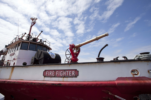 Fire Fighter docked in Greenport Village. (Credit: Katharine Schroeder)