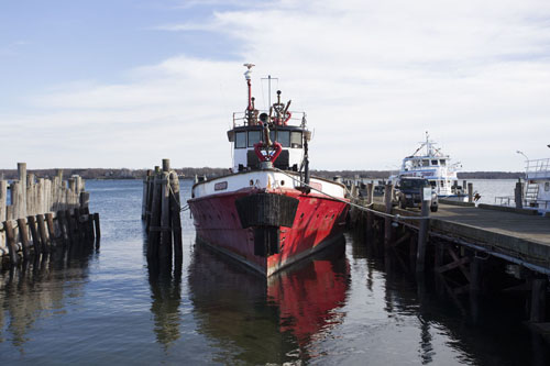Fireboat Fire Fighter is mooring at the railroad dock. (Katherine Schroeder file photo)
