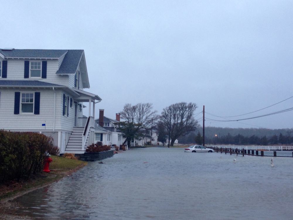 A private road in New Suffolk was flooded during Tuesday's nor'easter. (Credit: Paul Squire)