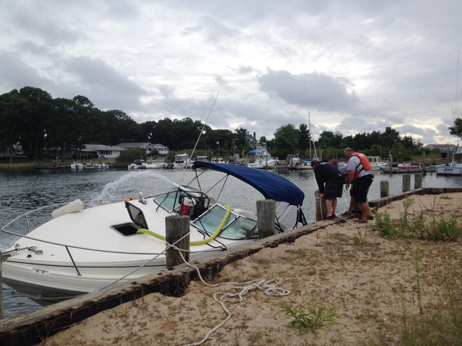 The boat was pulled back to a dock Saturday morning. (Credit: Sonja Reinholt Derr)