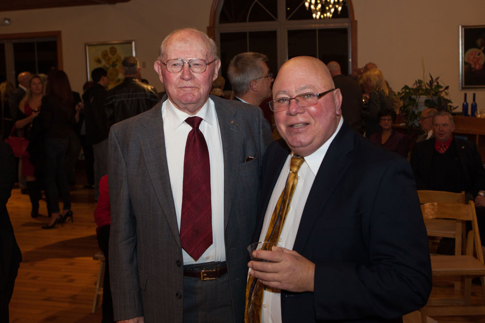 Joe Gergela, right, with his mentor former Farm Bureau president Dick McGuire. (Credit: Katharine Schroeder)