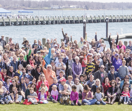 Residents of Greenport came out for a group photo at Mitchell Park last Sunday that was used for the cover of The Suffolk Times this week. (Credit: Katharine Schroeder) 
