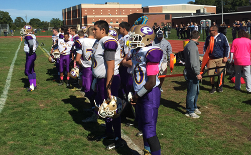 Greenport/Southold/Mattituck took a hit Saturday with a 40-0 loss to Bayport-Blue Point. (Credit: Bob Liepa)