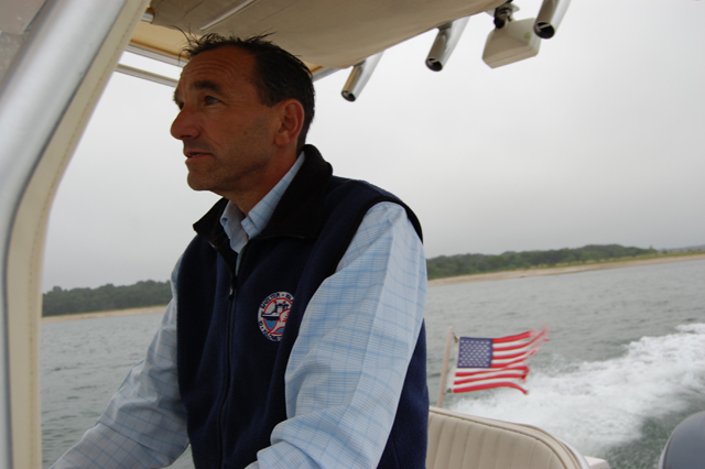 Dr. Frank Adipietro during a nautical commute. (Credit: Charity Robey)
