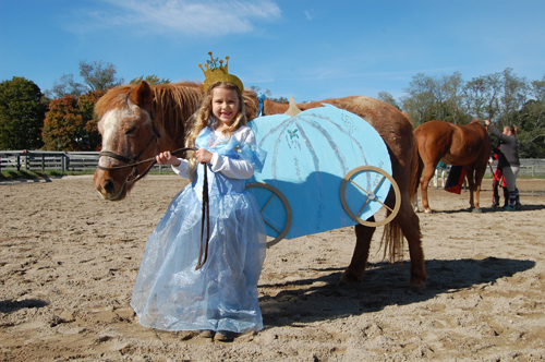 Elle O'Neill, 7, of Peconic  won first place in a Halloween costume contest at Hedwig Farms in Laurel for her Cinderella-themed costumes.