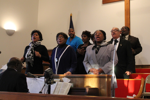 PAUL SQUIRE PHOTO | Members of the Clinton Memorial AME Zion Church Choir sing at Sunday's Martin Luther King Jr. celebration in Greenport.