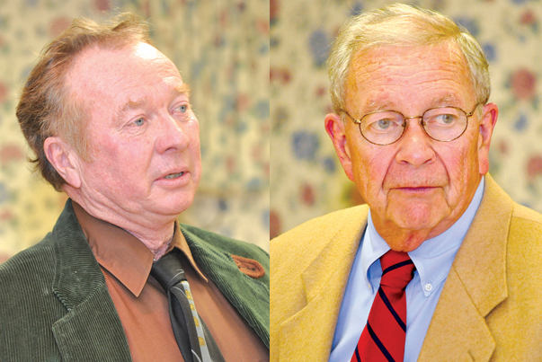 Town Trustee Jim King, left, and Judge Rudolph Bruer, right, will not seek re-election this year after serving nearly 20 years apiece. (Credit: Suffolk Times file photos)