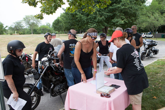 A group of riders check in. (Credit: Katharine Schroeder)