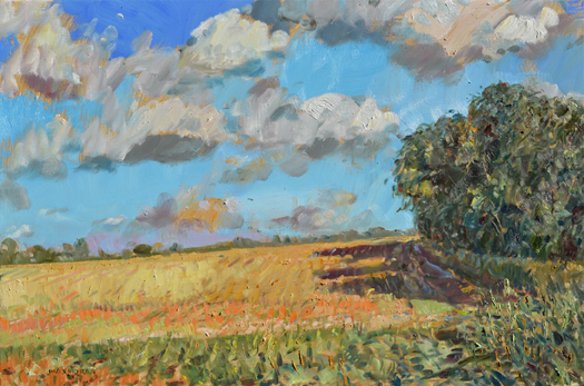 "Kosher Wheat Field" by Max Moran, whose paintings are on view at Jedediah Hawkins Inn in Jamesport.