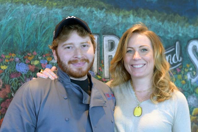 Scott Leventhal and Sarah Phillips at First and South restaurant in Greenport on Thursday. (Credit: Vera Chinese)