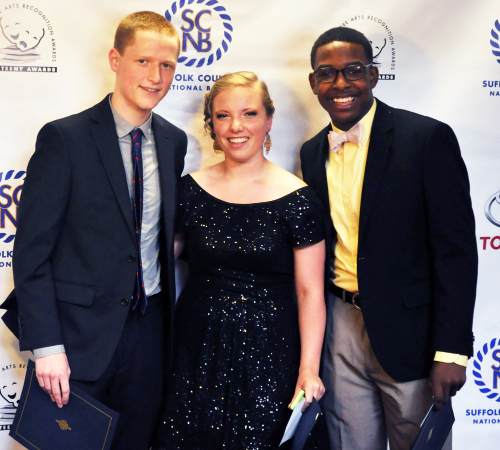 Longwood winners John Coyne, left, and Ramsey Pack, right, with classmate Chloe Dervin.
