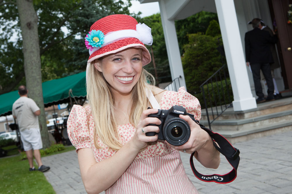 Old meets new as Meghan Cavanaugh of Hampton Bays takes photos at the party.