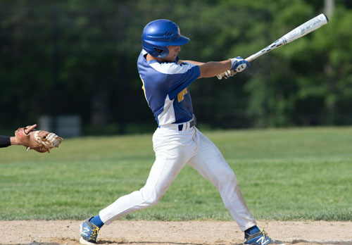 Joe Tardif drove in four runs, three from his second home run of the year, as Mattituck shut out Babylon, 7-0, in the opener to the county Class B finals. (Credit: Katharine Schroeder)