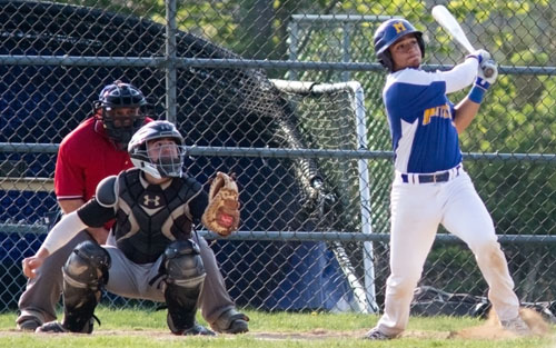 Marcos Perivolaris brought in Mattituck's first run on a sacrifice fly in the fifth inning. (Credit: Katharine Schroeder)