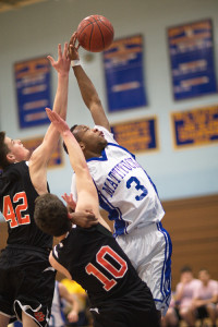 GARRET MEADE FILE PHOTO | Gene Allen's above-the-rim ability is an indispensable part of Mattituck's game.