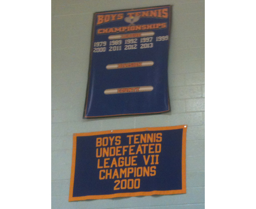 A 10th league title will be added to the Mattituck boys tennis team's championship banner. The question is: Will the Tuckers have to share it? (Credit: Bob Liepa)