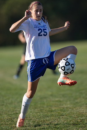 Mattituck sophomore forward Alya Ayoub was involved in the Tuckers' last two goals against Pierson/Bridgehampton, scoring one and assisting on the other. (Credit: Garret Meade)