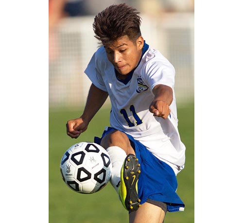 Sophomore forward Axel Rodriguez-Canal scored two goals for Mattituck against Center Moriches, giving him 11 goals in six games. (Credit: Garret Meade)