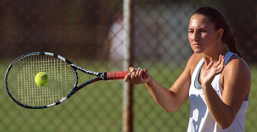 First singles player Courtney Penny is part of a Mattituck team that has shown a great deal of tenacity. (Credit: Garret Meade)