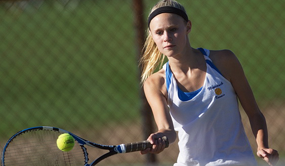 Emily Mowdy contributed to Mattituck's singles sweep against Bishop McGann-Mercy. (Credit: Garret Meade)