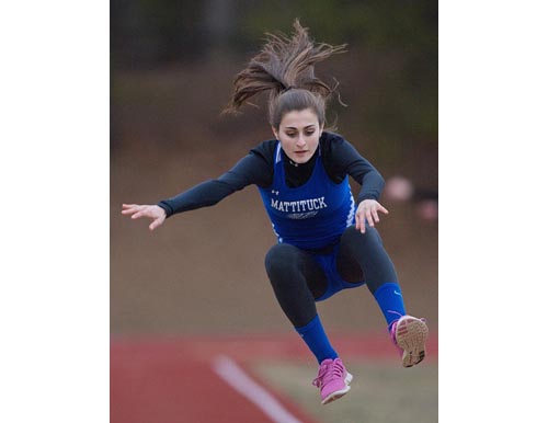 The long jump is one of the events Mattituck sophomore Alya Ayoub excels in. (Credit: Garret Meade, file)