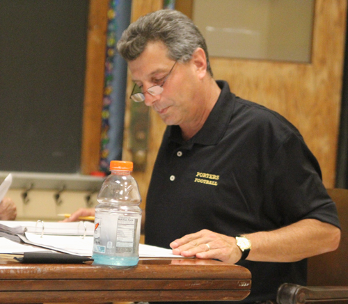 JENNIFER GUSTAVSON PHOTO | The Greenport school board approved Superintendent Michael Comanda's retirement request at Wednesday night's meeting.