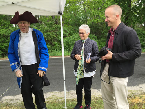 The Stadlers with Dan McCarthy of Southold, outfitted as Benjamin Franklin.