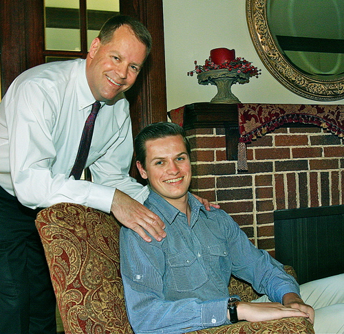 Michael Montgomery and his son Christian at their home in Mattituck this week. (Credit: Barbaraellen Koch)