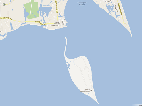 New Suffolk Robins Island map