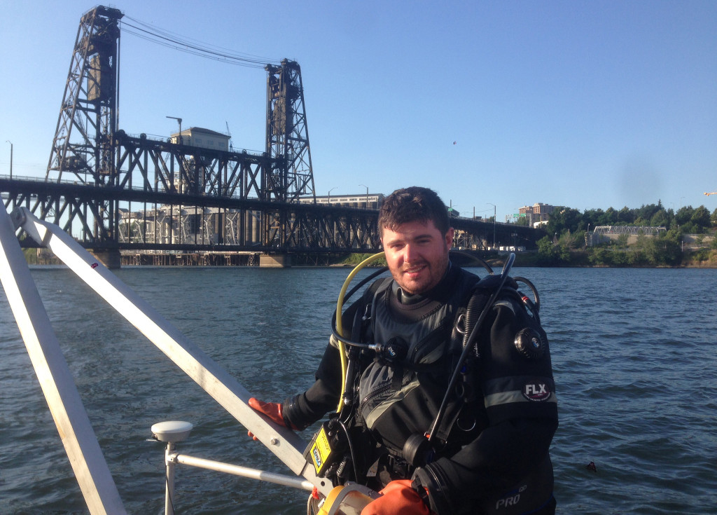 Nick Krupski working on a pollutant project along the Willamette River in Portland, Oregon while a graduate student at Long Island University-C.W. Post. (Credit: COurtesy photo)
